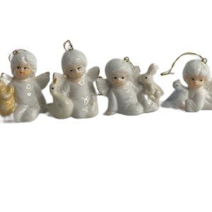 Vintage Porcelain Angel Ornaments Bunny Bird Duck Bear